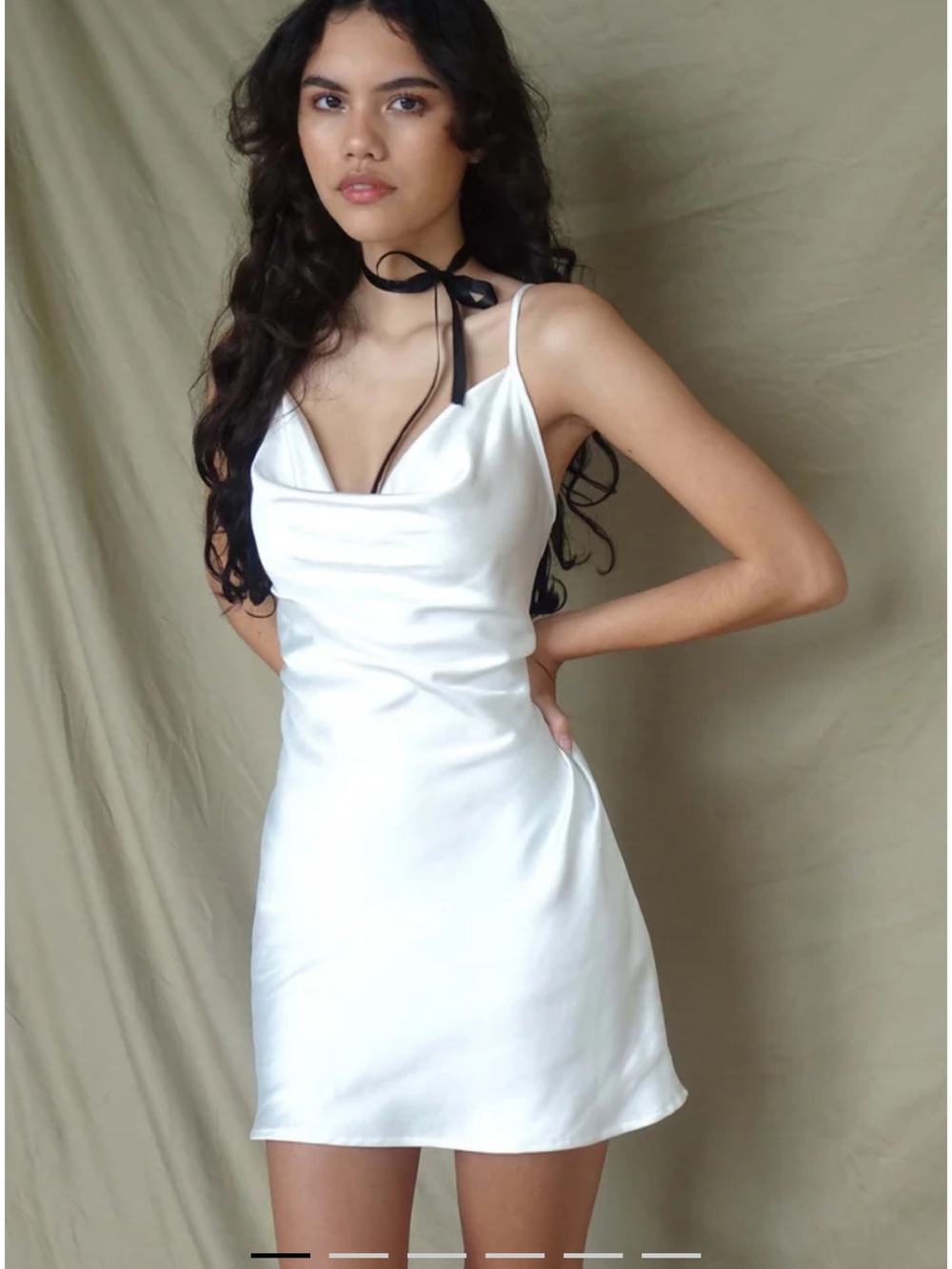 Motel Rocks White Satin Cowl Mini Dress